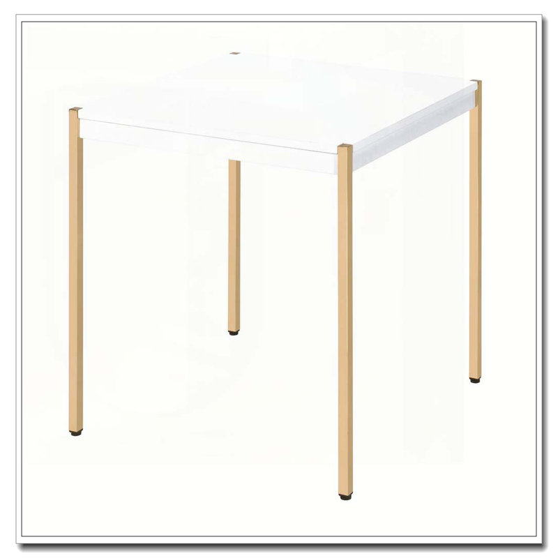 Table de bout carrée blanche et dorée