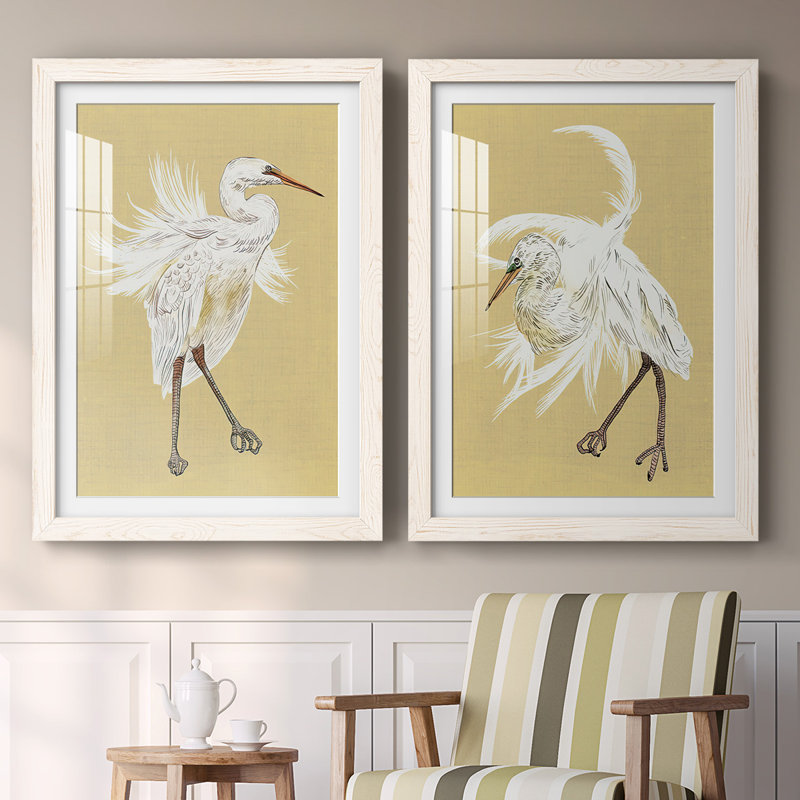 Heron Plumage V-Premium, reproduction encadrée prête à être accrochée, Blanc, H 27,5 po x l 75 po x P 1,5 po