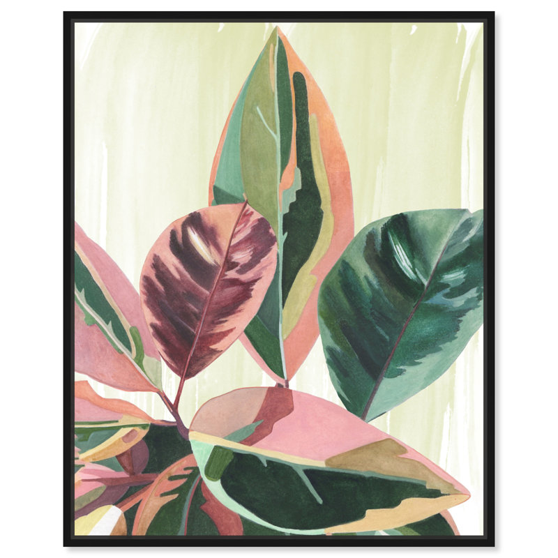 Green inspo II - Impression sur toile, Toile avec cadre flottant noir, H 21 po x l 17 po x P 1,8 po