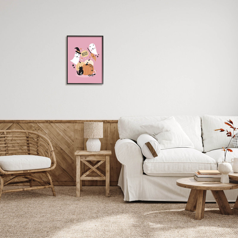 Pink Boo - fantômes d'Halloween - 231, Giclée encadrée noir minuit, H 20 po x l 16 po x P 1,5 po