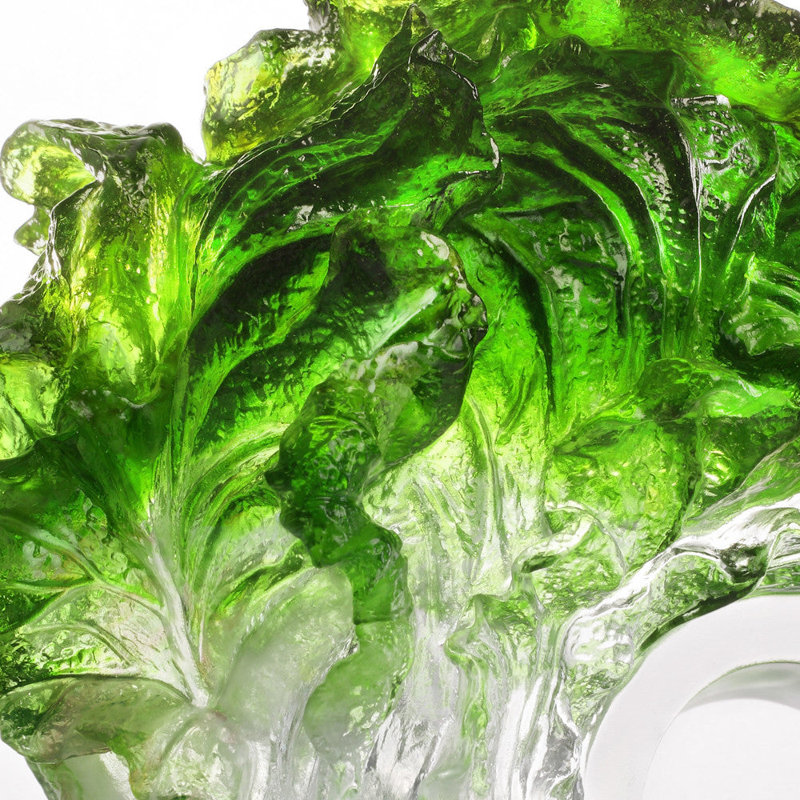 LIULI Crystal Art Crystal Cabbage, "Great Luck, Great Yield" Sculpture