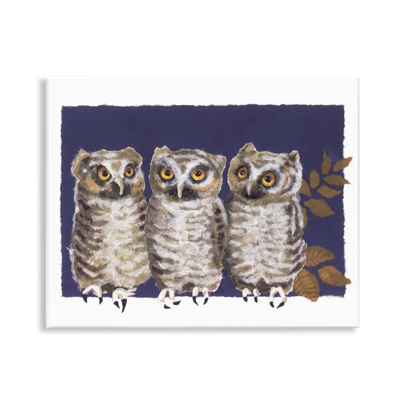 «Owl Trio & Leaves» par Nancy Overton