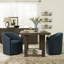  Fauteuil de salle à manger rembourré de 25 po de large avec roulettes interchangeables et pieds fixes (ensemble de 2)-1095872226