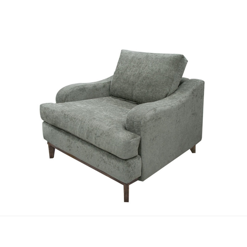Chaise d'appoint Alfi, détails de style classique en bois massif de 41 pouces, Almond Fabric