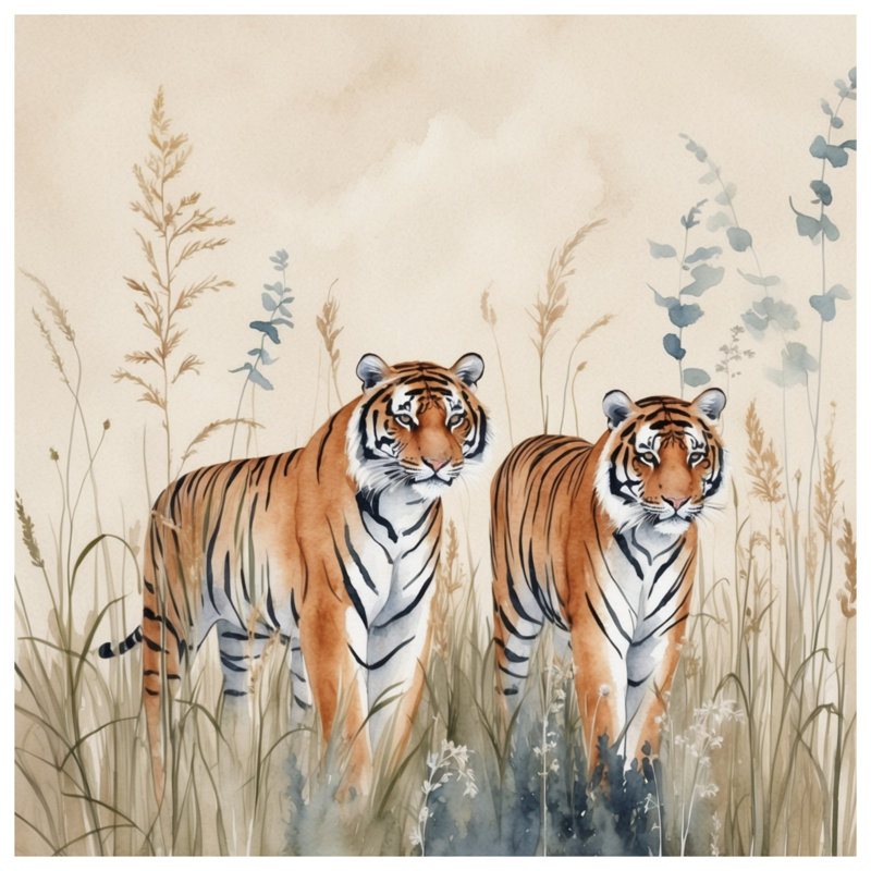 Tapis de bain Deux tigres dans l'herbe, L 34 po x L 21 po