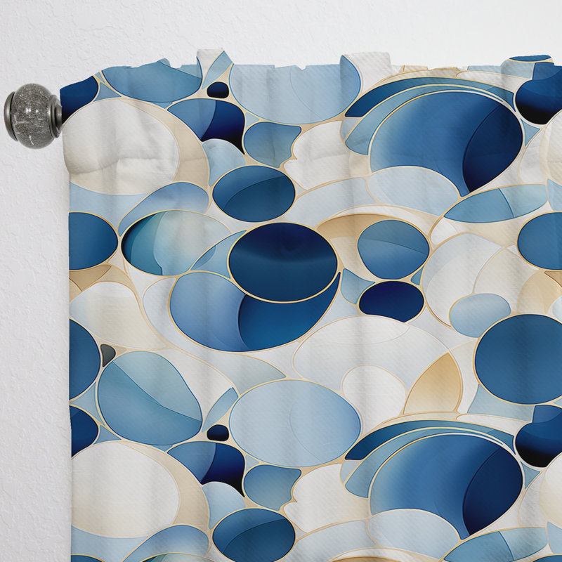 Rideaux obscurcissants géométriques terreux bleu cobalt Earthy I - 1 panneau, L 52 po x L 120 po
