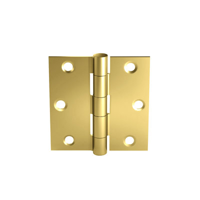 Brixwell 56-260sbrs Plain Bearing Butt Hinge Square Corners Removable Pin Type Satin Brass Finish Pair