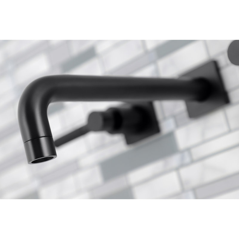 Kingston Brass Kaiser Two-Handle 3-Hole Wall Mount Roman Tub Faucet, Matte Black
