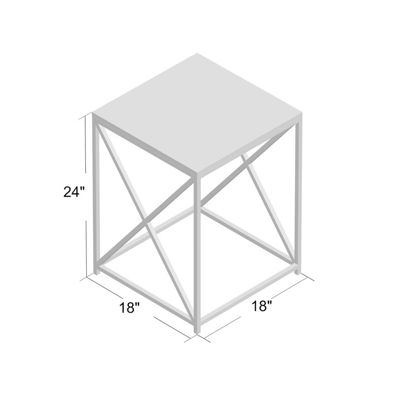 Carrollton End Table, Weathered White/Chrome