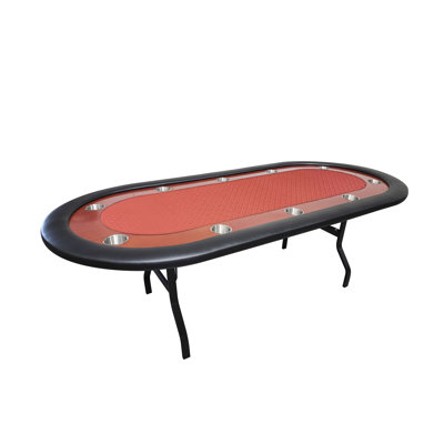 BBO Poker Ultimate Mahogany Folding Poker Table for 10 Players with Speed Cloth Playing Surface -  2BBO-ULT-RED-SUITED