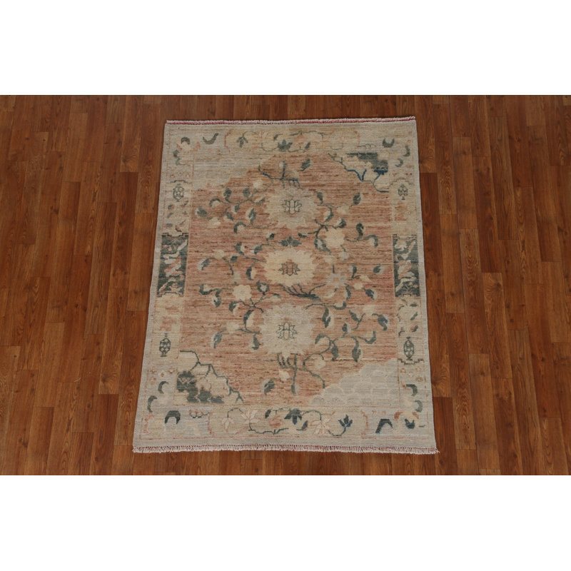 Tapis de style oriental végétal noué à la main 4 x 5 Art Deco