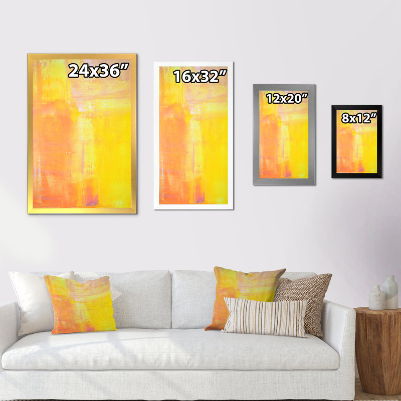 Art moderne jaune et orange - reproduction d'art moderne et contemporaine sur toile, Cadre photo noir