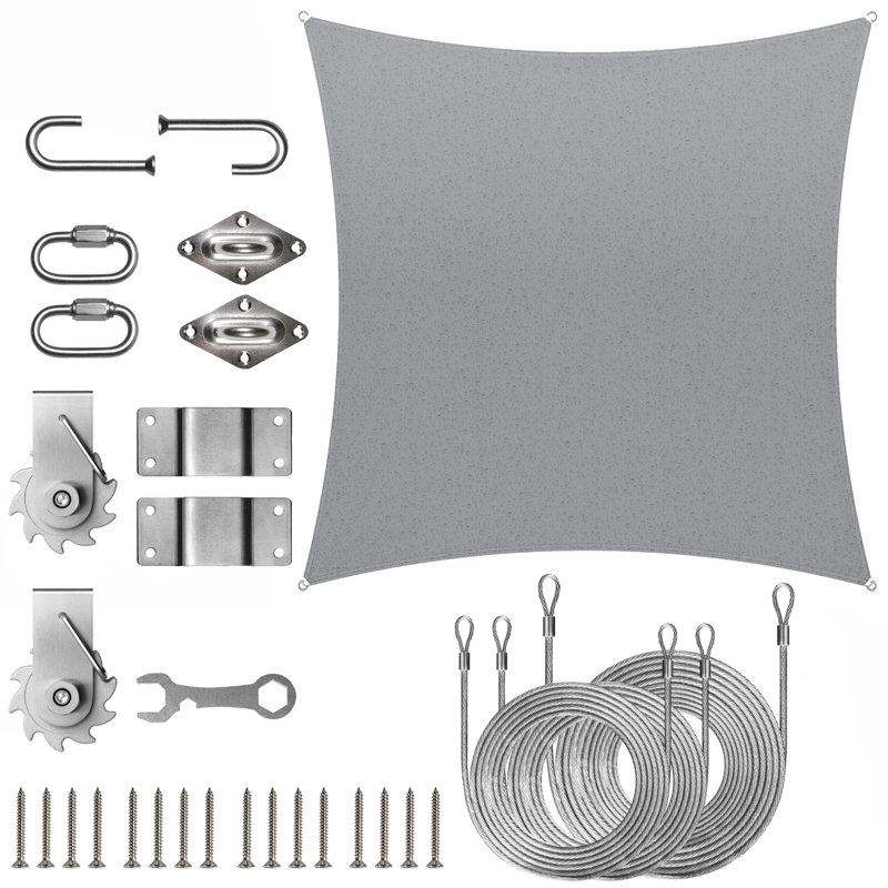 Toile d'ombrage carrée imperméable avec treuil Colourtree, gris, 9,5 pi x 9,5 pi