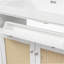 Meuble-lavabo de salle de bain avec double lavabo, grand rangement, fonctionnement en douceur, pieds robustes et boutons fonctionnels pour les salles de bain modernes-123662806