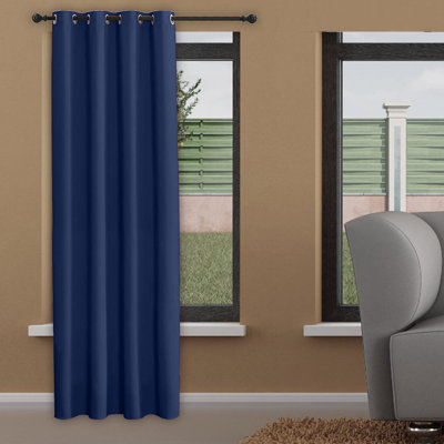 Linen Solid Colour Blackout Thermal Grommet Single Curtain Panel