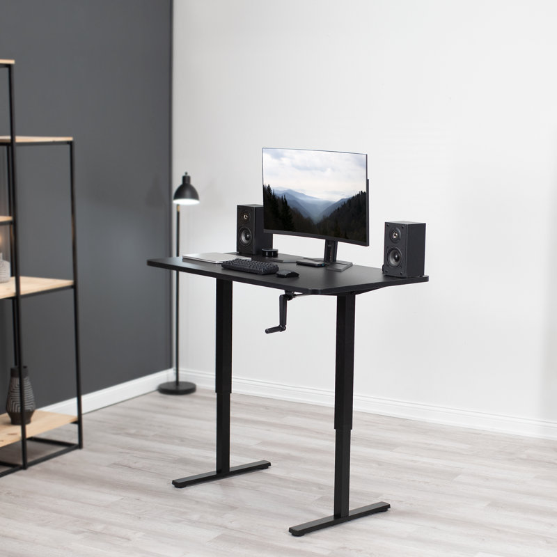 48in x 30in Manual Height Adjustable Desk, Black
