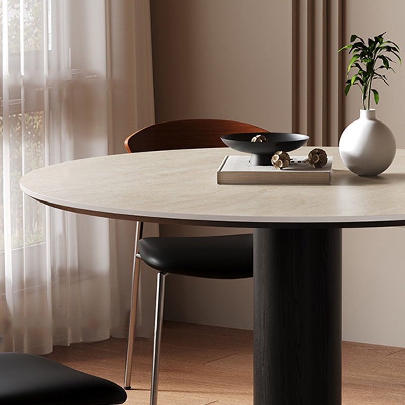 Table ronde décontractée Modern Slimal Rock, H 29,52 po x L 39,37 po x l 39,37 po, Beige