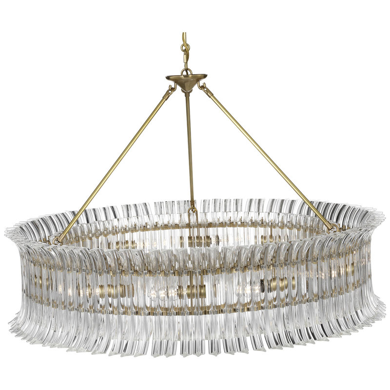 AERIN Rhine 36" Ring Chandelier with Crystal, Hand-Rubbed Antique Brass