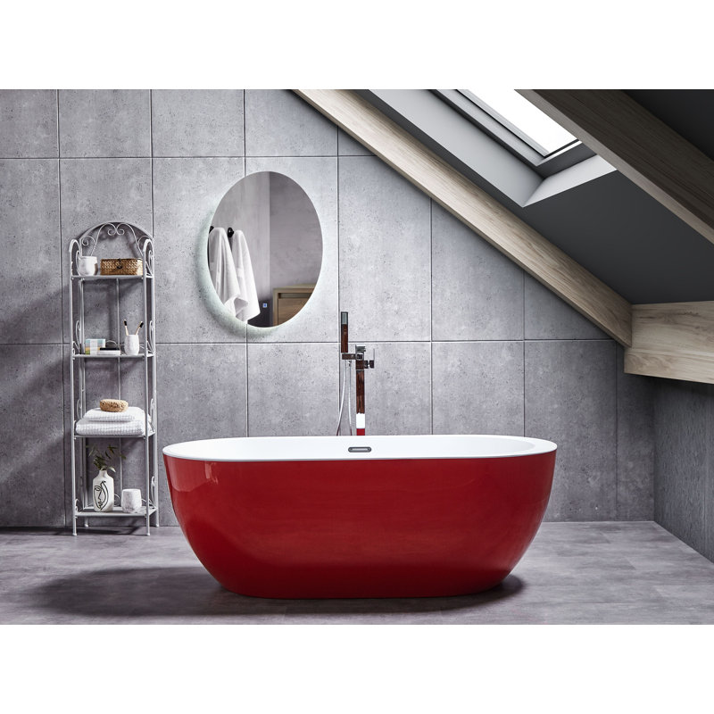 Potvin x Freestanding Standard Acrylic Bathtub, Red, 580cm H x 1600cm L x 750cm W
