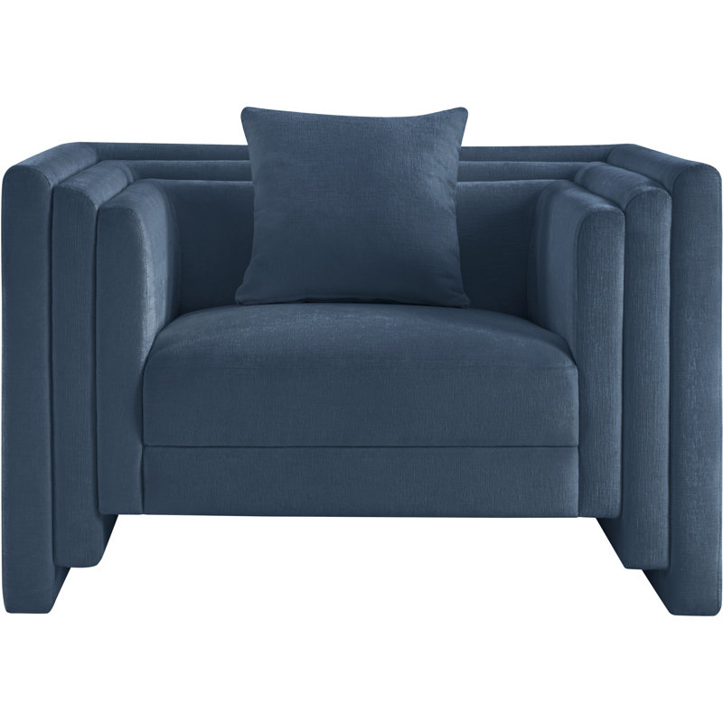 Everett Jalice Chenille Fabric Upholstered Chair, Light Blue Chenille Fabric