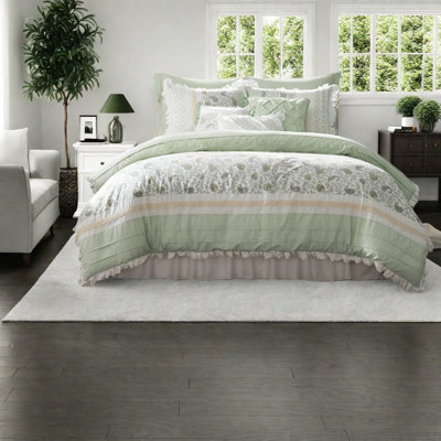 piece Premium Cotton Bedding Sets Sage Green Floral Comforter