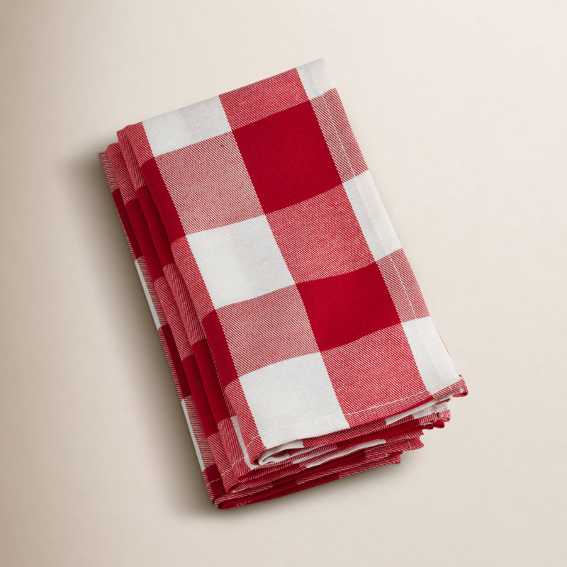 Franco Plaid Square Napkin, Red/White