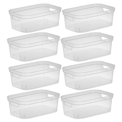 Sterilite 4.25 x 8 x 12.25 Inch Storage Bin with Carry Through Handles, (8 Pack)