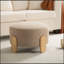 Repose-pieds rond de 24,8 po avec tissu en peluche doux et pieds en bois naturel pour la maison et le bureau