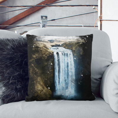 Skogafoss Waterfall Iceland Cushion with Filling