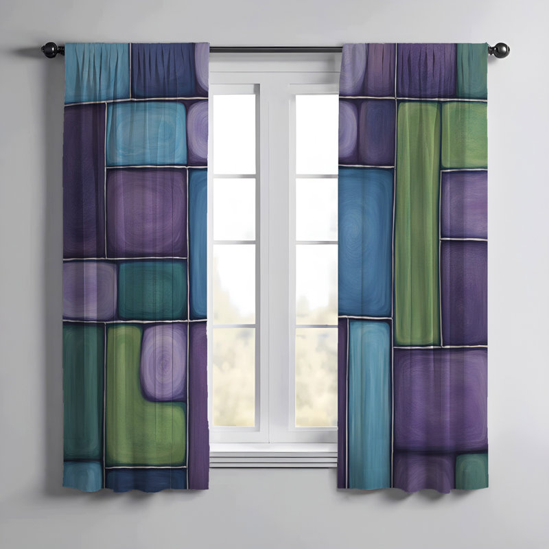 Paire de rideaux semi-transparents en polyester Ederson, L 40 po x L 52 po