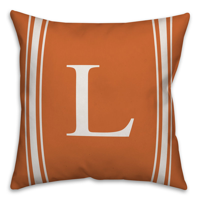 Striped Throw Pillow, L, Orange