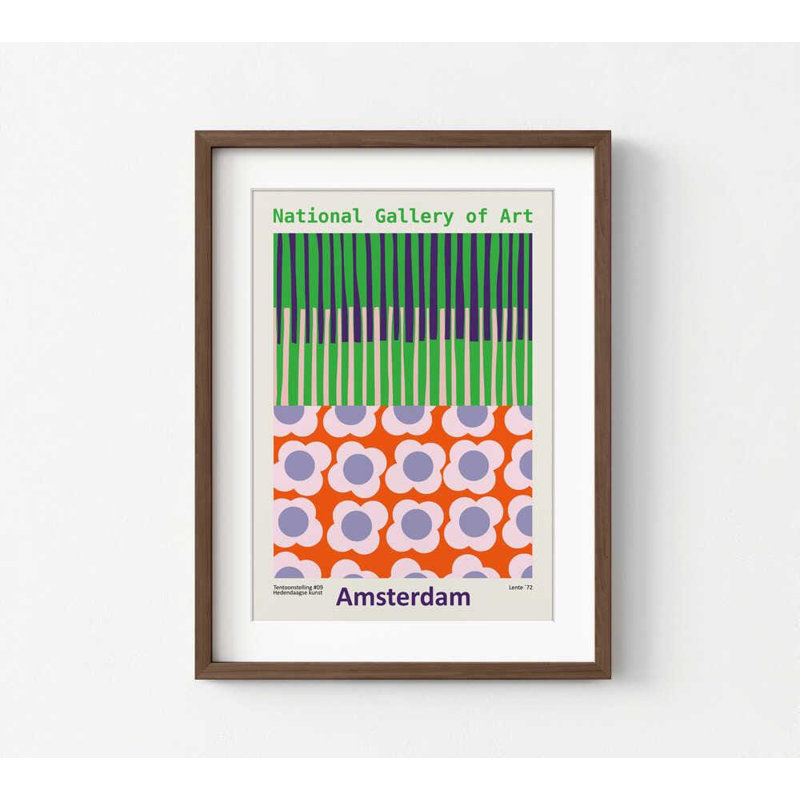 National Gallery of Art Amsterdam, reproduction d'art graphique moderne, H 24 po x l 18 po, Brun