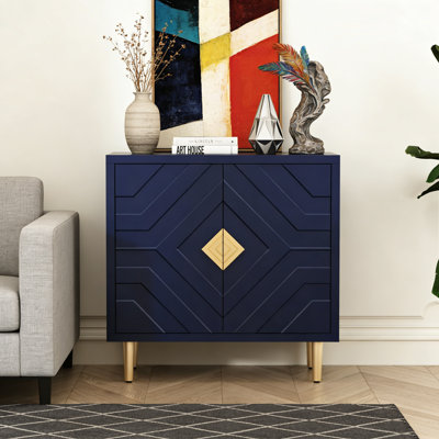 Storage Cabinet 2 Doors Embossed Pattern Sideboard Buffet