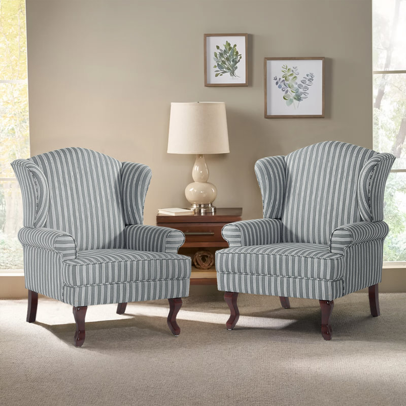 Upholstered Accent Chair, Stripe Grey
