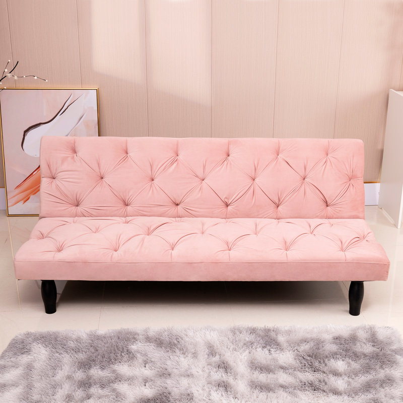 66 Inch Velvet Living Room Sofa, Pink