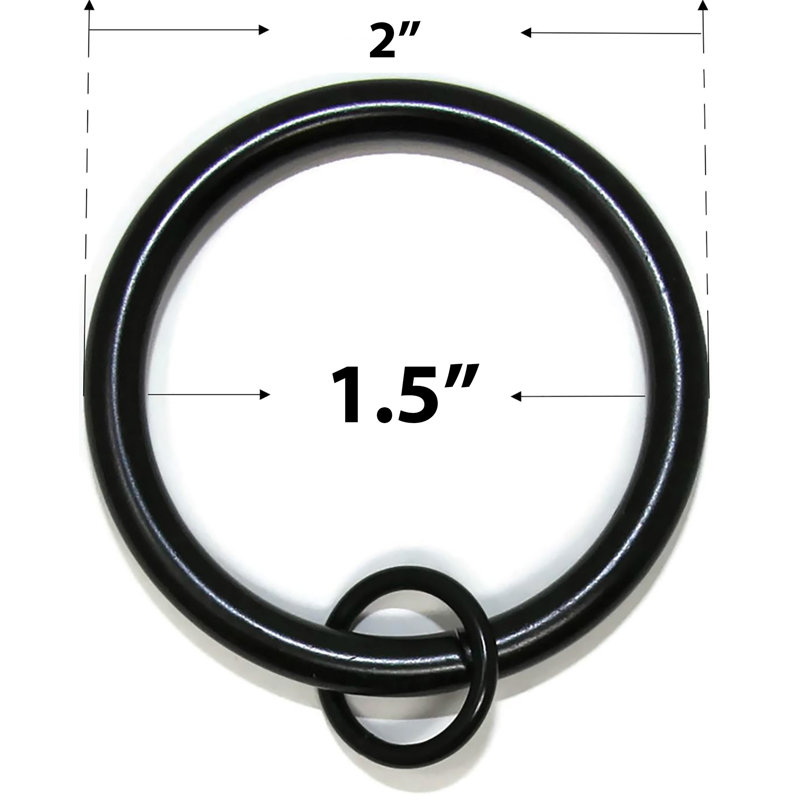 Mccloud Steel Curtain Rings, Black, 1.8" Diameter