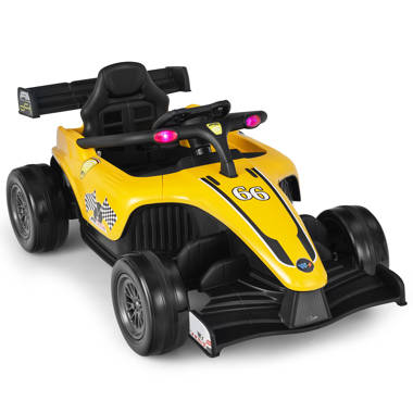 12V Kids Ride On Electric Formula Racing Car with Remote Control-Yellow - Color