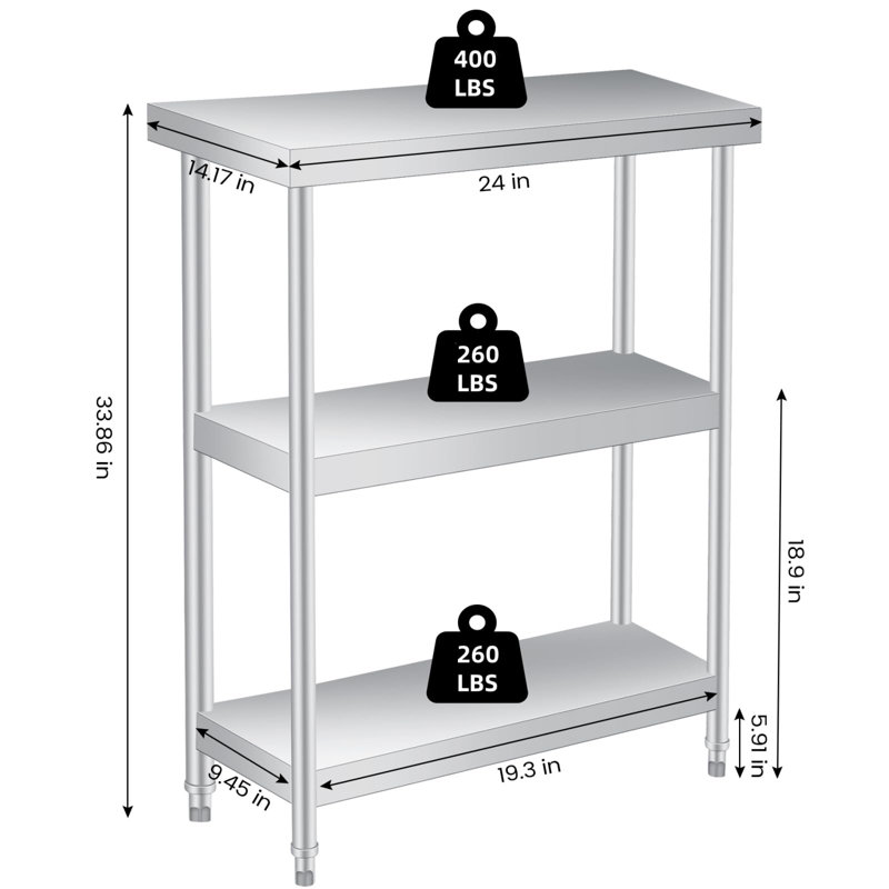 Metal Kitchen Island, 86cm H x 61cm W x 35.6cm D