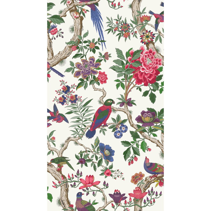 Fontainebleau Floral Wallpaper Roll, Fuschia