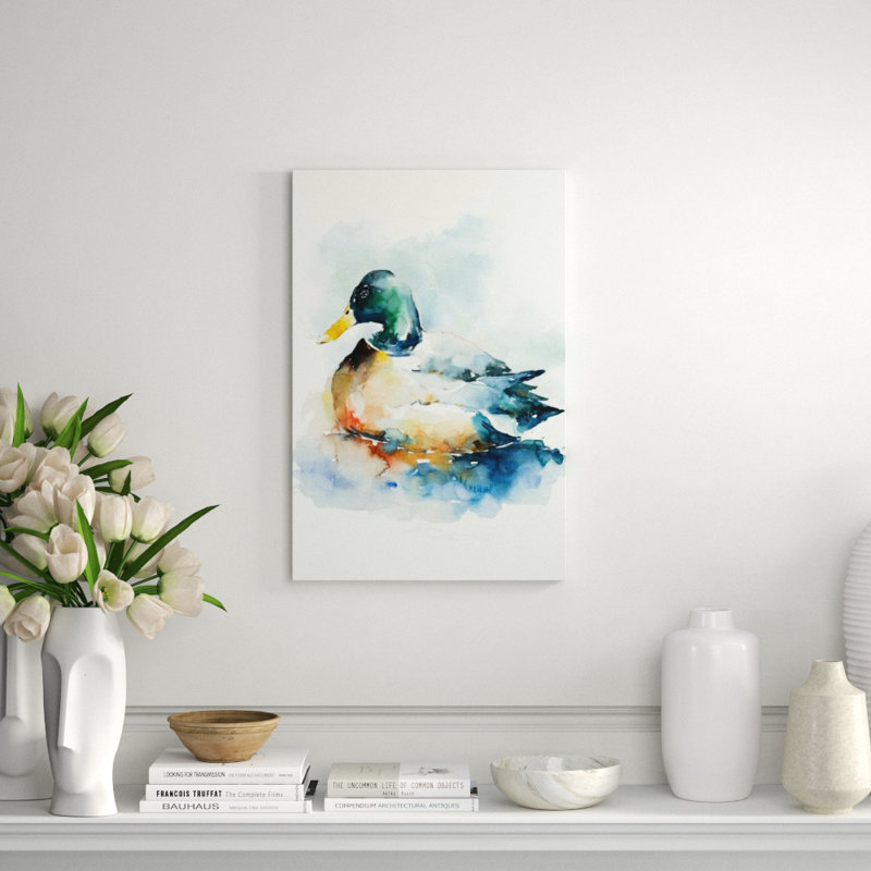 Tranquil Waterfowl Painting by Elle Youngstrom, Knife Gel, 36" H x 24" W x 1.5" D
