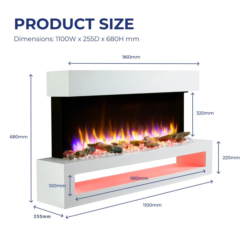 Nickolas 100cm W Wall Mounted Electric Fire