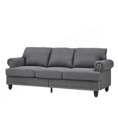 Canapé trois places au design classique moderne avec clous décoratifs
