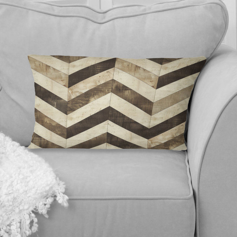 Carrelage à chevrons brun et beige I - Coussin lombaire moderne