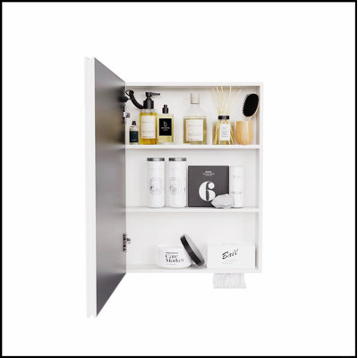 Armoire à pharmacie DEL pour salle de bain avec lumière blanche monochrome, antibuée et installation facile en aluminium (25,59*19,69 une porte)