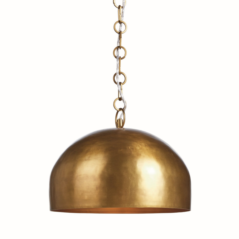 Thayer Dome Pendant, Gold, 8.5" H x 14" W x 14" D