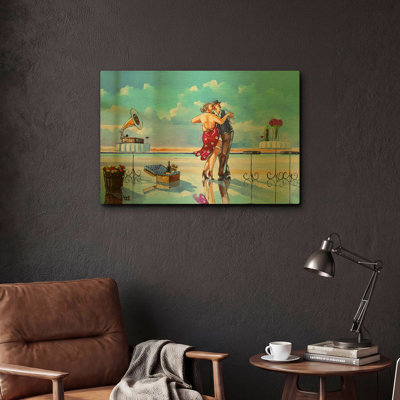 « Lambada au coucher du soleil » de Ronald West, tableau mural en métal doré, 61 x 41 cm