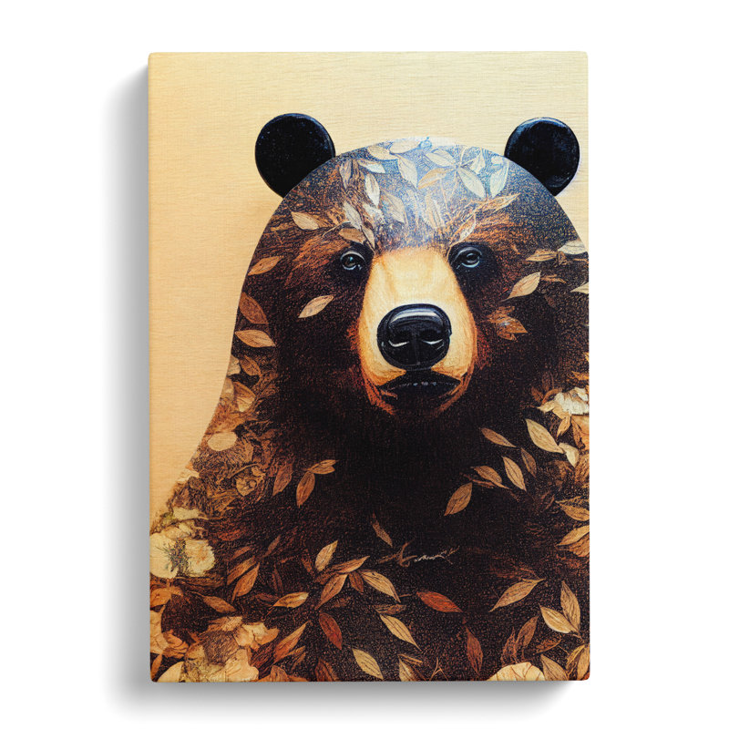 Bear Decoupage - Wrapped Canvas, 50cm H x 35cm W x 3cm D