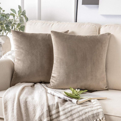 Housse de coussin en velours doux de couleur unie, polyvalente et élégante