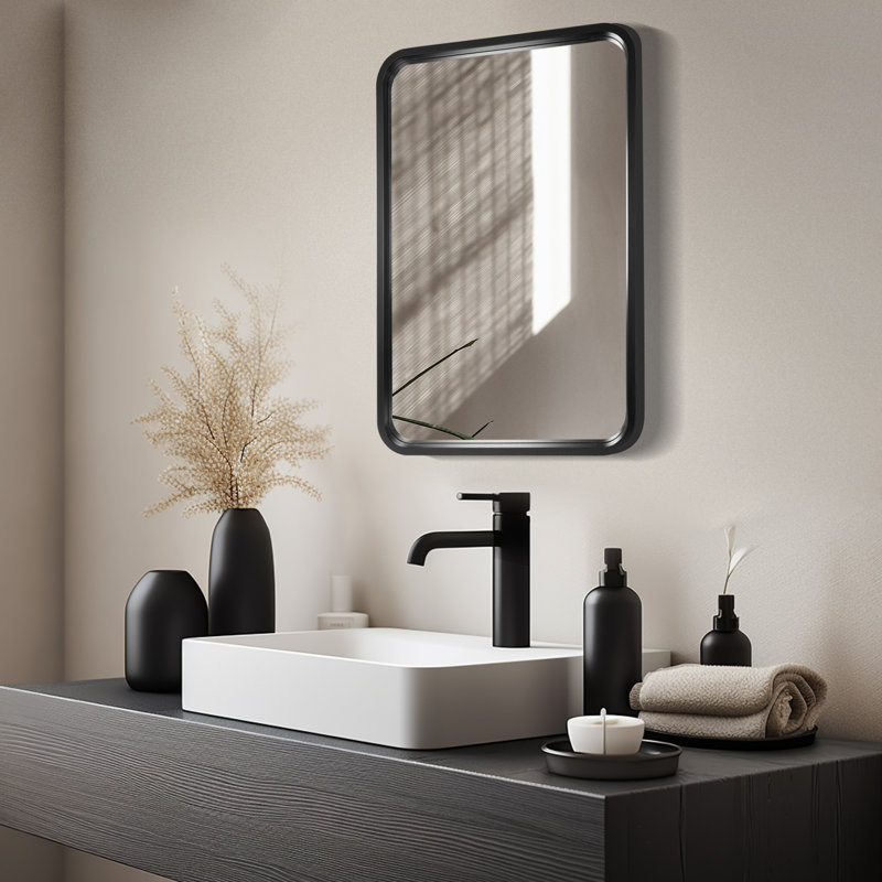 Miroir mural Sarwat, Noir, 24 po x 18 po