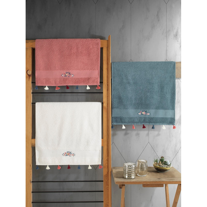 Ensemble de serviettes luxueuses 100% coton, 19,7 po x 35,4 po Luxury | 400 g / m² pour une absorbance ultime | Design élégant blanc, vermillon et bleu | Parfait pour la maison, le spa et la salle de sport, doux et durable
